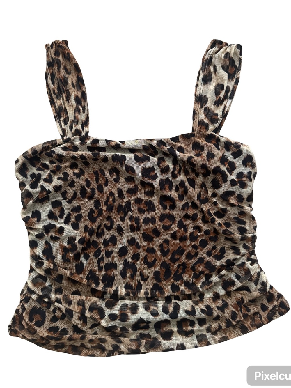 Style Tree Leopard Print Square Neck Ruched Tank Top-C4